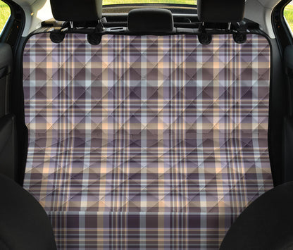 Beige Plaid Car Back Seat Pet Cover
