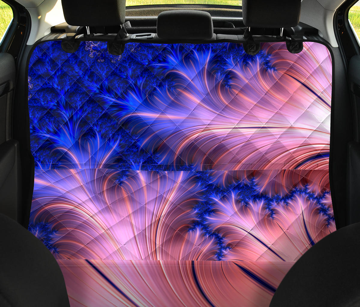 Blue Peach Abstract Car Back Seat Pet Cover
