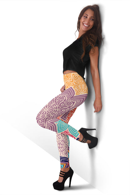 Colorful Floral Mandalas Leggings