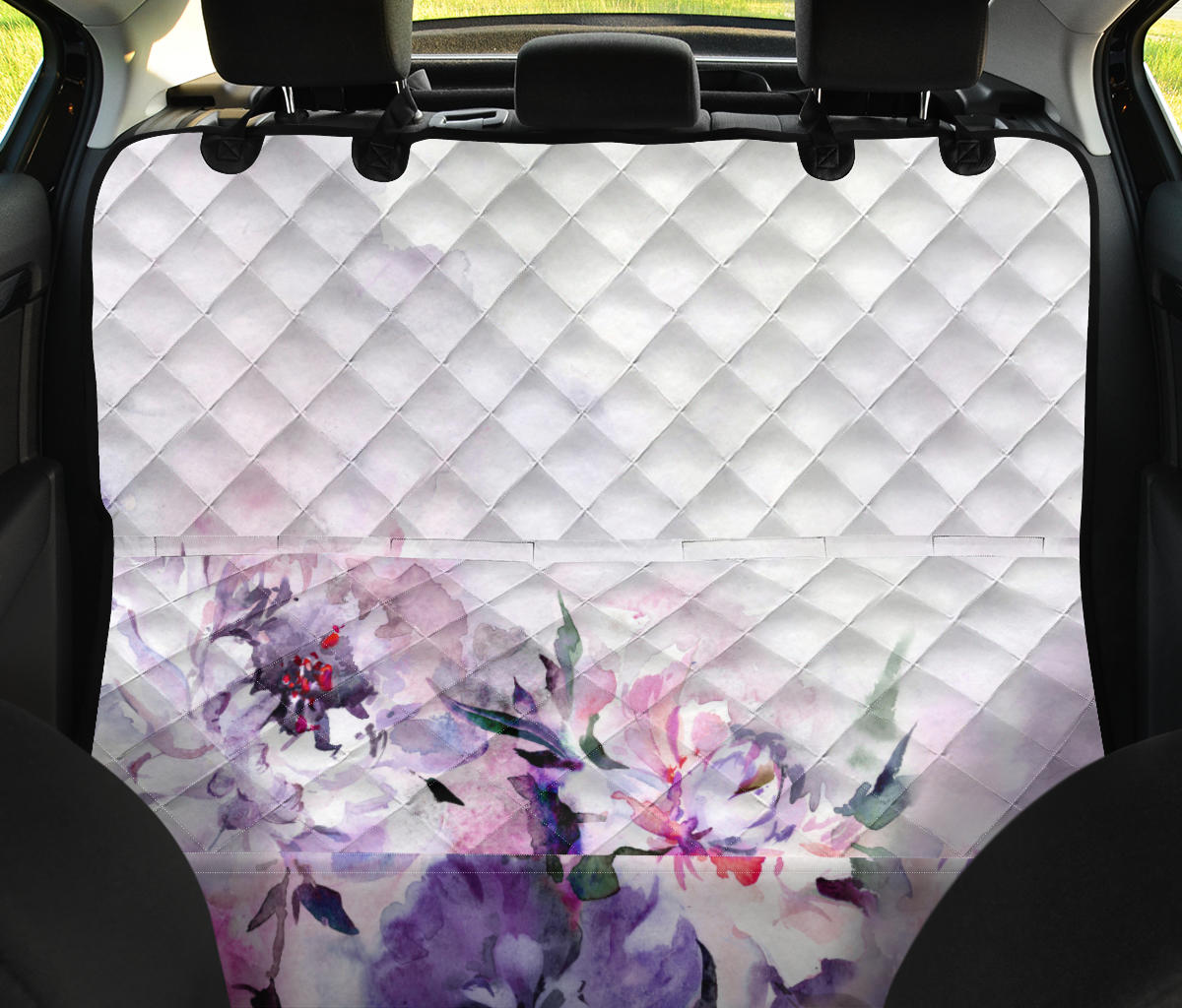 Blue Floral (3) Car Back Seat Pet Cover