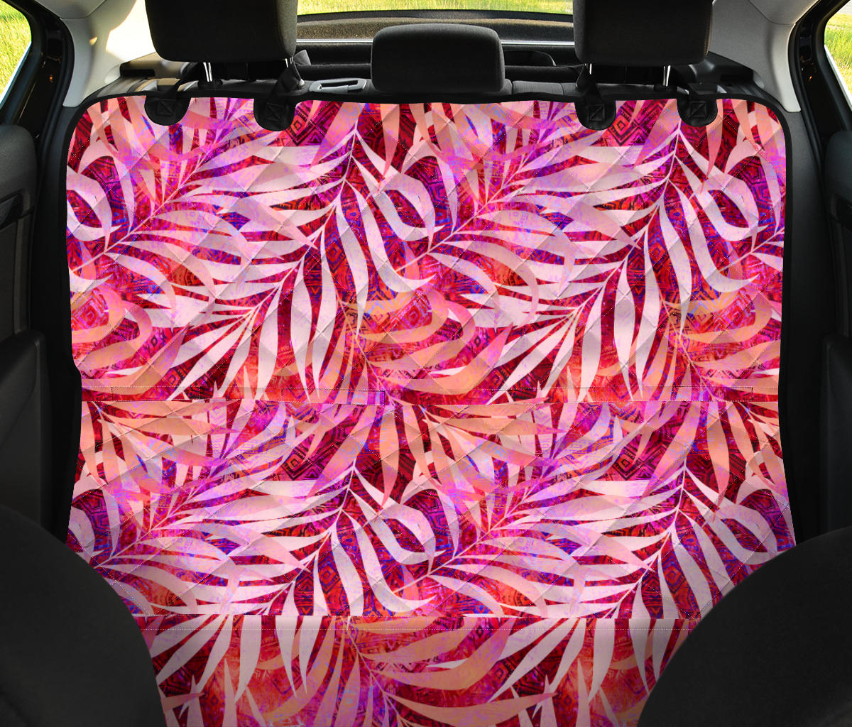 Pink Peach Leaves Car Back Seat Pet Cover