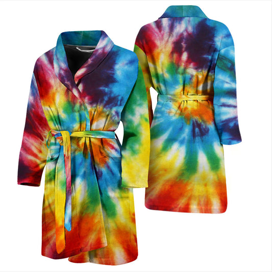 Mens Colorful Tie Dye Abstract Art Bath Robe