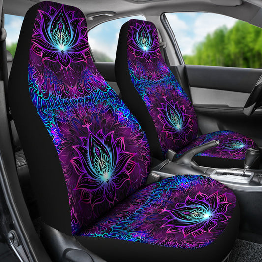 Blue Pink Lotus Car Seat Covers