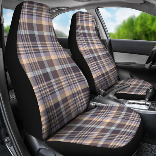 Beige Plaid Car Seat Covers