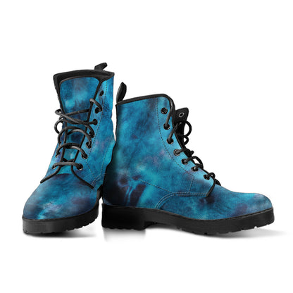 Bold Turquoise Womans Boots, Fashion Combat Boots, Vegan Leather Boots, Custom Shoes, Custom Boots, Cool Shoes