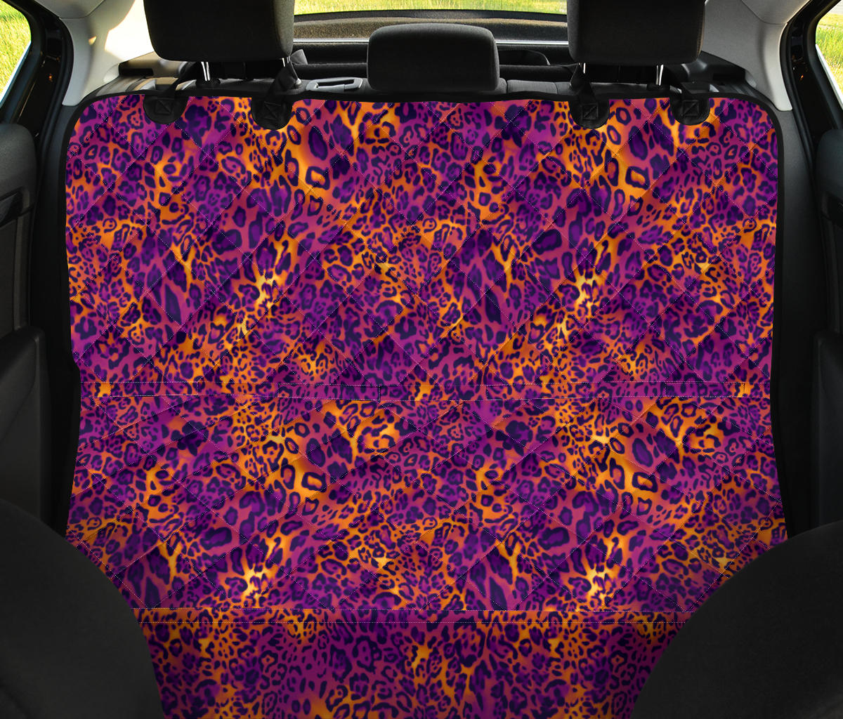 Purple Orange Leopard Print Car Back Seat Pet Cover
