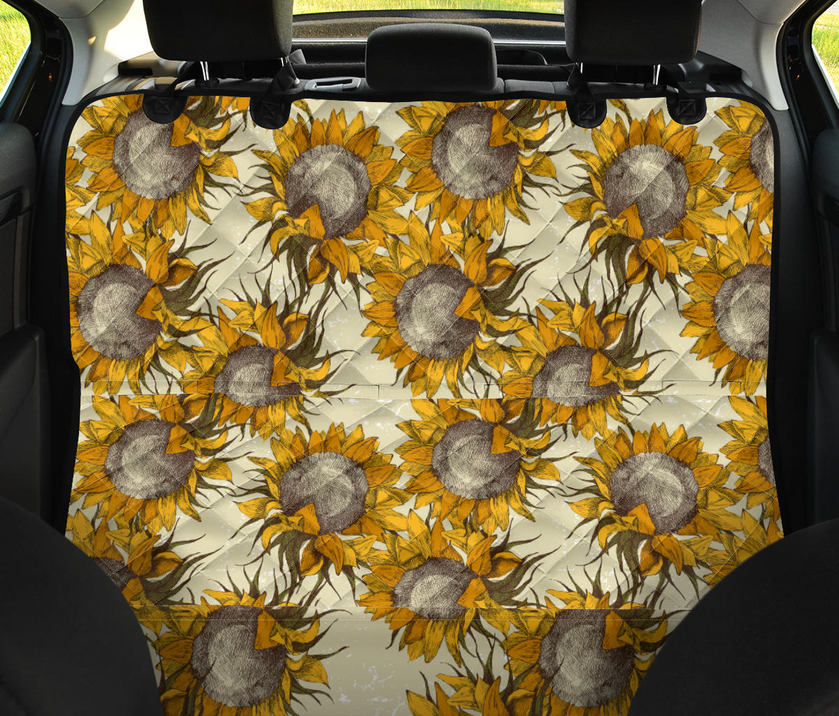 Vintage Sunflowers Car Back Seat Pet Cover
