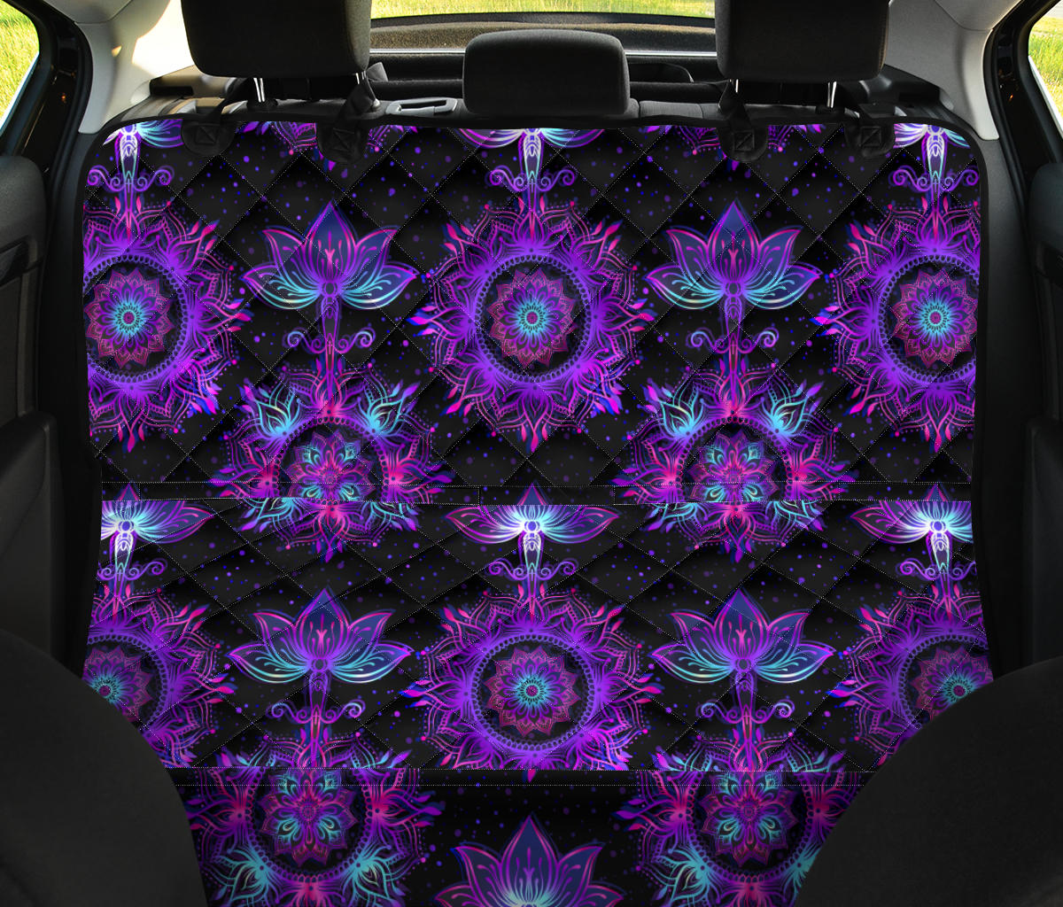 Purple Mandala Lotus Car Back Seat Pet Cover