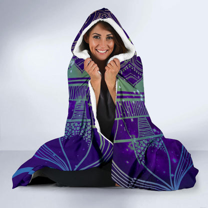 Blue Green Purple Mandala Hooded Blanket