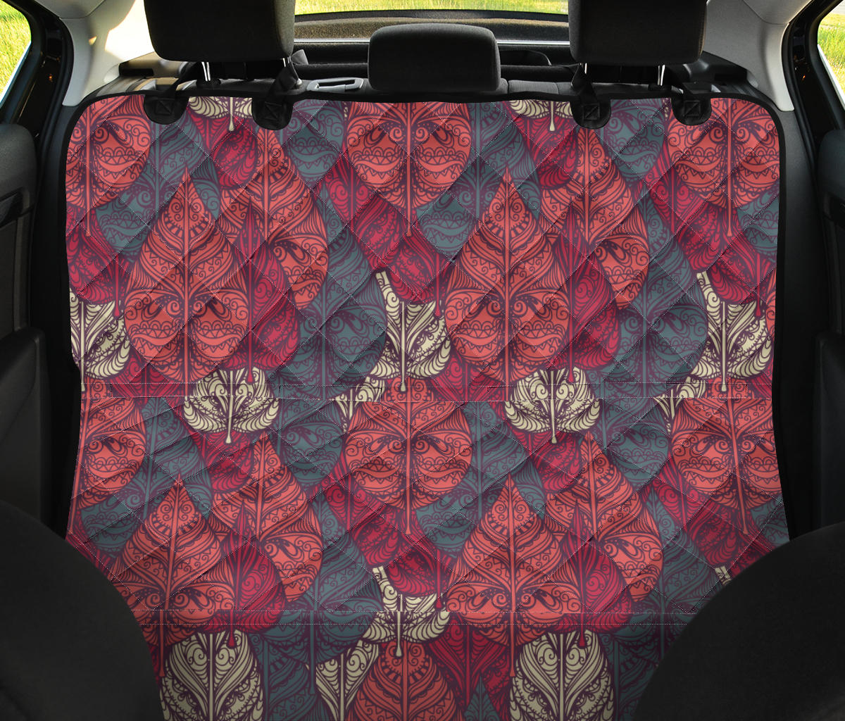 Tribal Leaves Car Back Seat Pet Cover