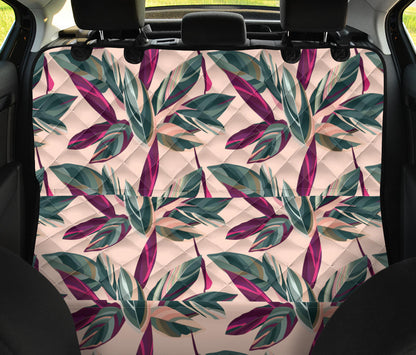 Beige Floral Leaves Car Back Seat Pet Cover