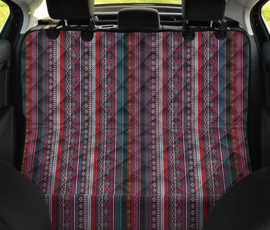 Red Boho Chic Bohemian Stripes Car Back Seat Pet Cover