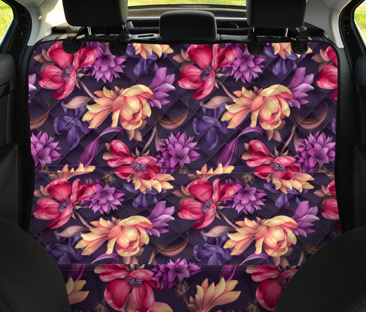Colorful Flowers Car Back Seat Pet Cover