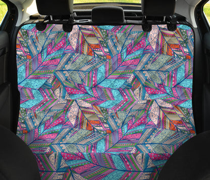 Colorful Feathers Car Back Seat Pet Cover
