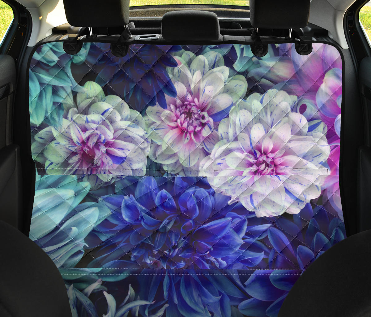 Blue Pink Floral Car Back Seat Pet Cover