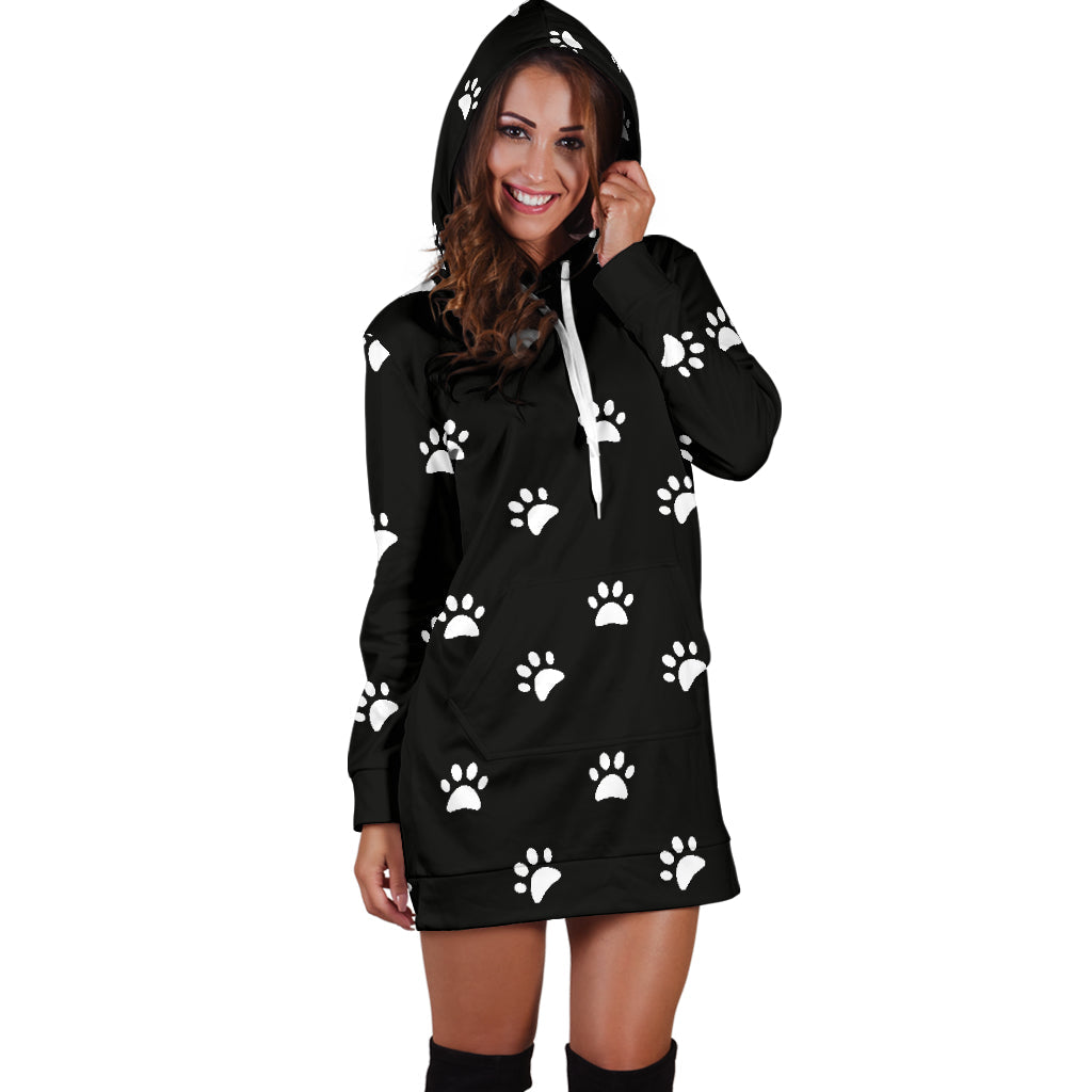 White Dog Paws - Hoodie Dress