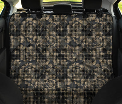 Vintage Floral-Plaid Car Back Seat Pet Cover