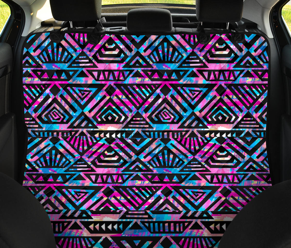 Blue Pink Abstract Tribal Car Back Seat Pet Cover