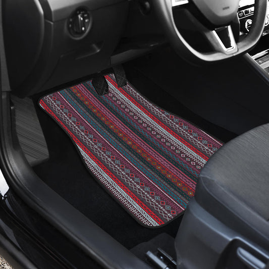 Red Boho Stripes Car Floor Mats