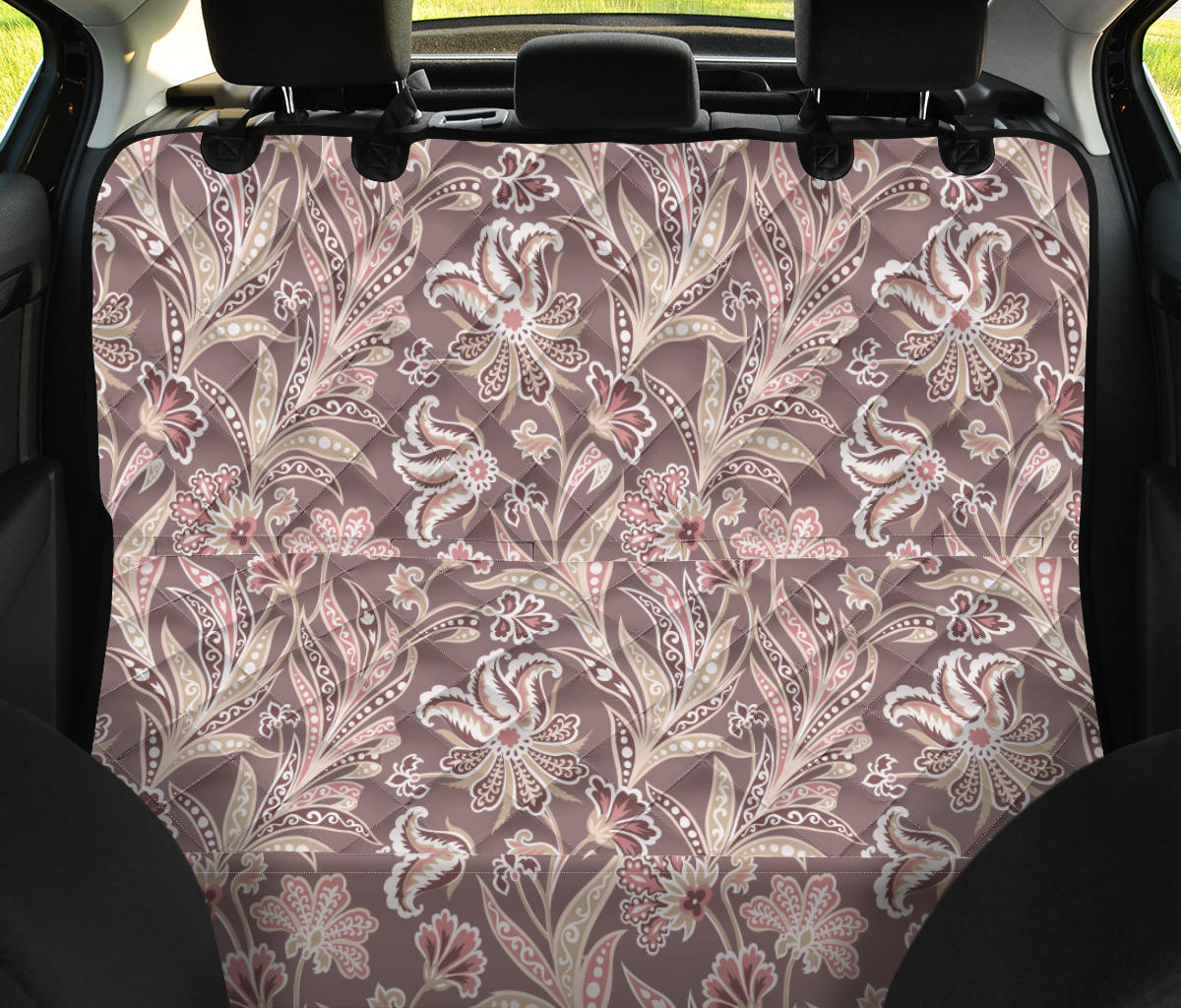 Elegant Floral Decor Car Back Seat Pet Cover