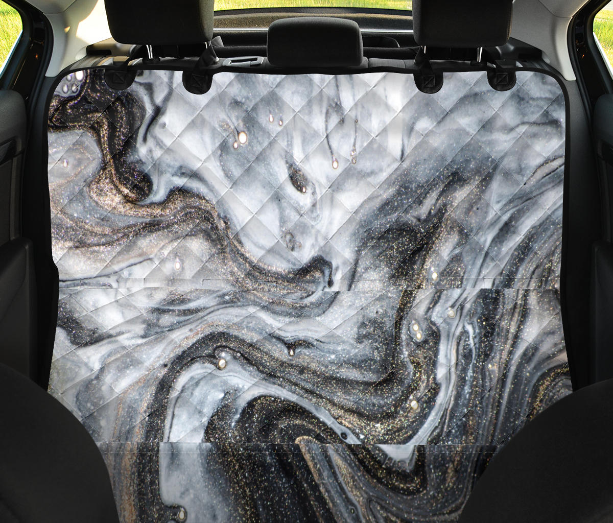 Golden Marble Print Car Backseat Pet Cover