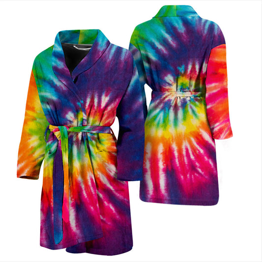 Mens Colorful Tie Dye Spiral Bath Robe