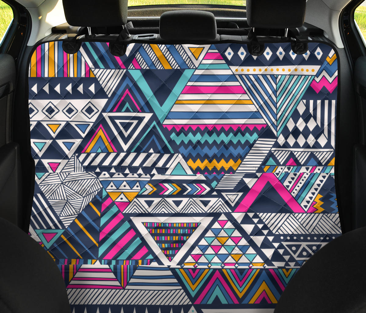 Colorful Tribal Car Back Seat Pet Cover