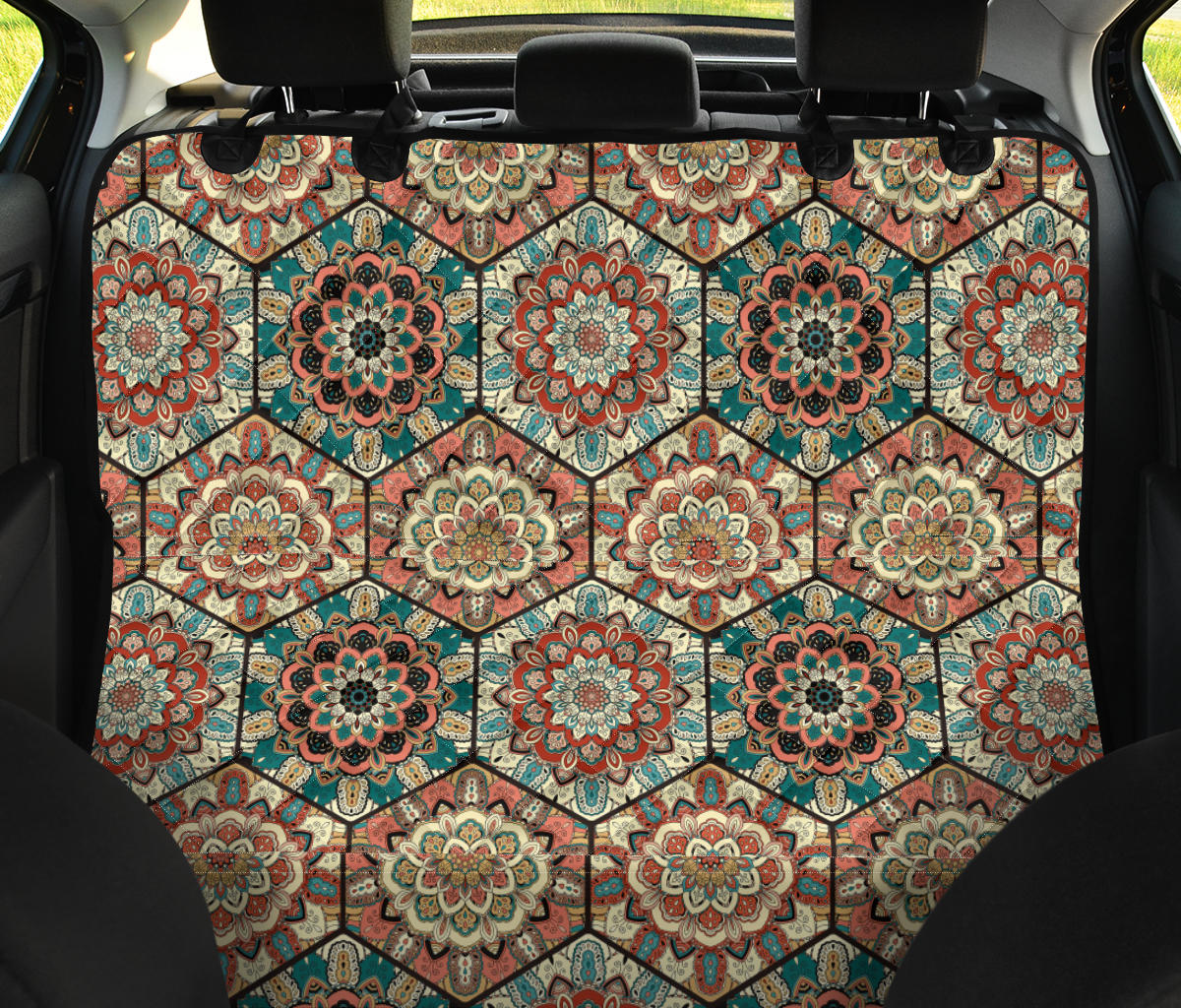 Mandalas Honeycomb Decor Car Back Seat Pet Cover