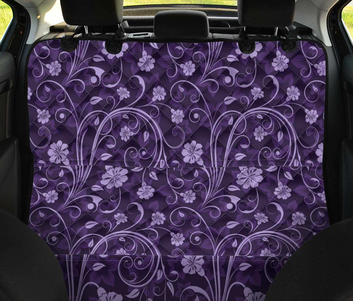 Purple Floral Car Back Seat Pet Cover
