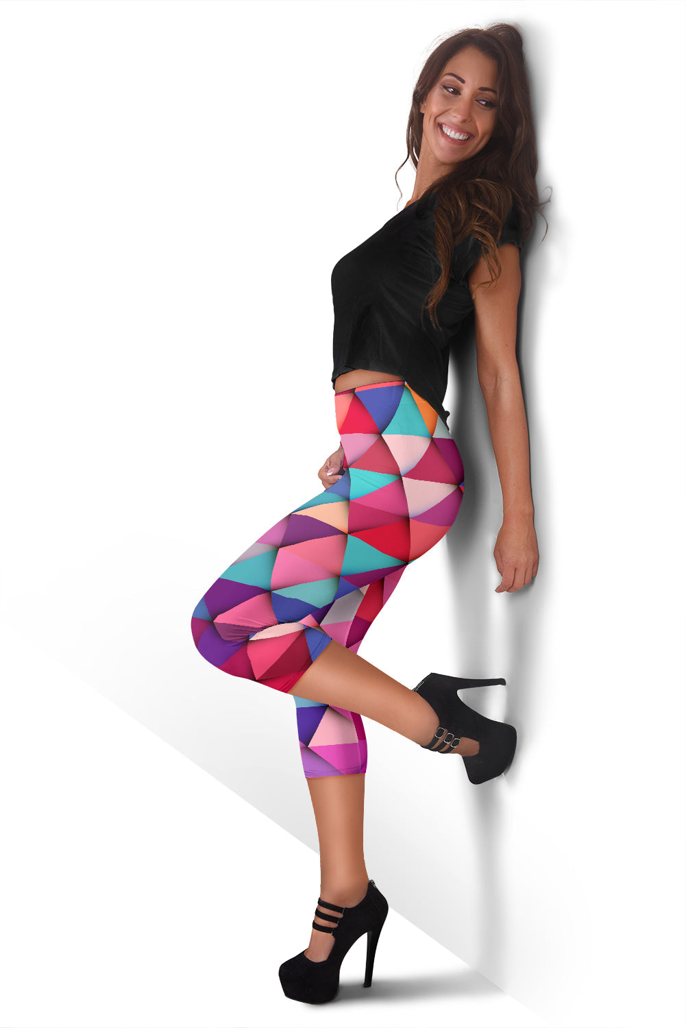 Colorful Triangles Capri Leggings