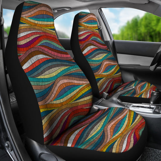 Colorful Abstract Waves Car Seat Covers