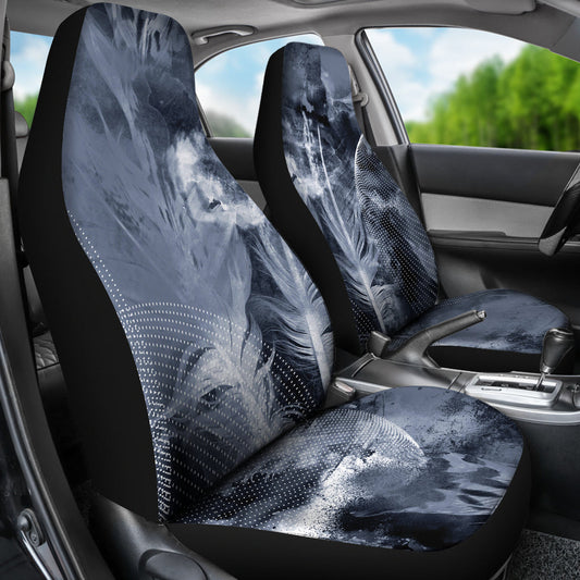 Grey Feathers Car Seat Covers