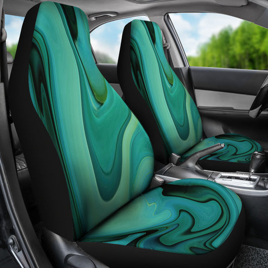 Green Marble Print Car Seat Covers