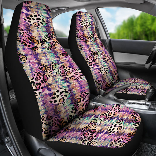 Pink Stripe Animal Print Car Seat Covers