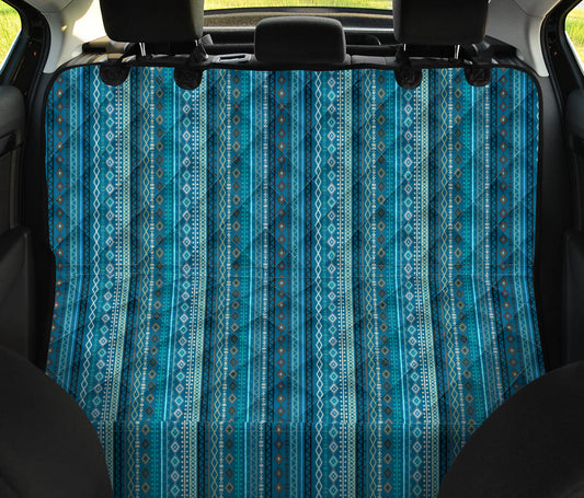 Teal Boho Chic Bohemian Aztec Car Back Seat Pet Cover