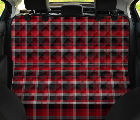 Red Plaid Car Back Seat Pet Cover