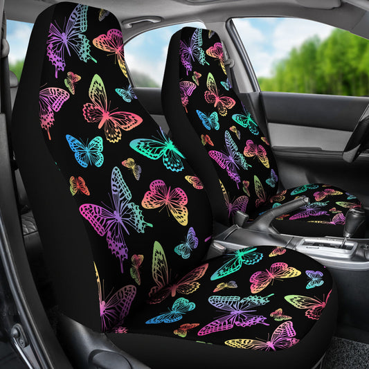 Colorful Neon Butterflies Car Seat Covers