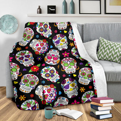 Colorful Sugar Skulls Blanket
