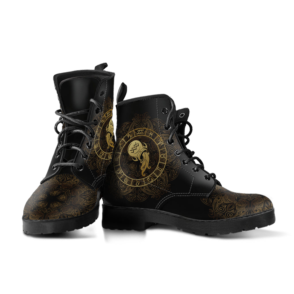 Black & Gold Aquarius Zodiac Boots