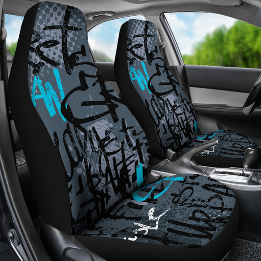Blue Graffiti Car Seat Covers