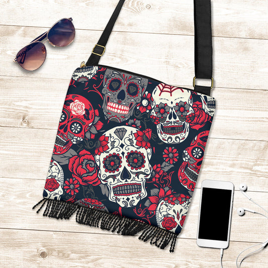 Sugar Skulls & Roses Crossbody Bag