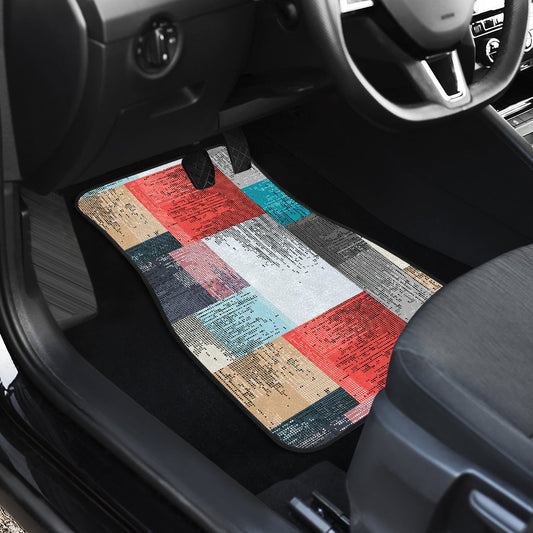 Red White Abstract Blocks Car Floor Mats