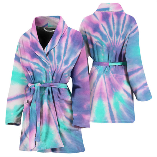 Womens Pink Tie Dye Bath Robe