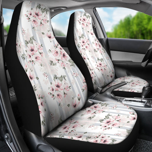 Pink Flower Stripes Car Seat Covers