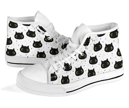 Black Cat Shoes - High Top Sneakers for Women