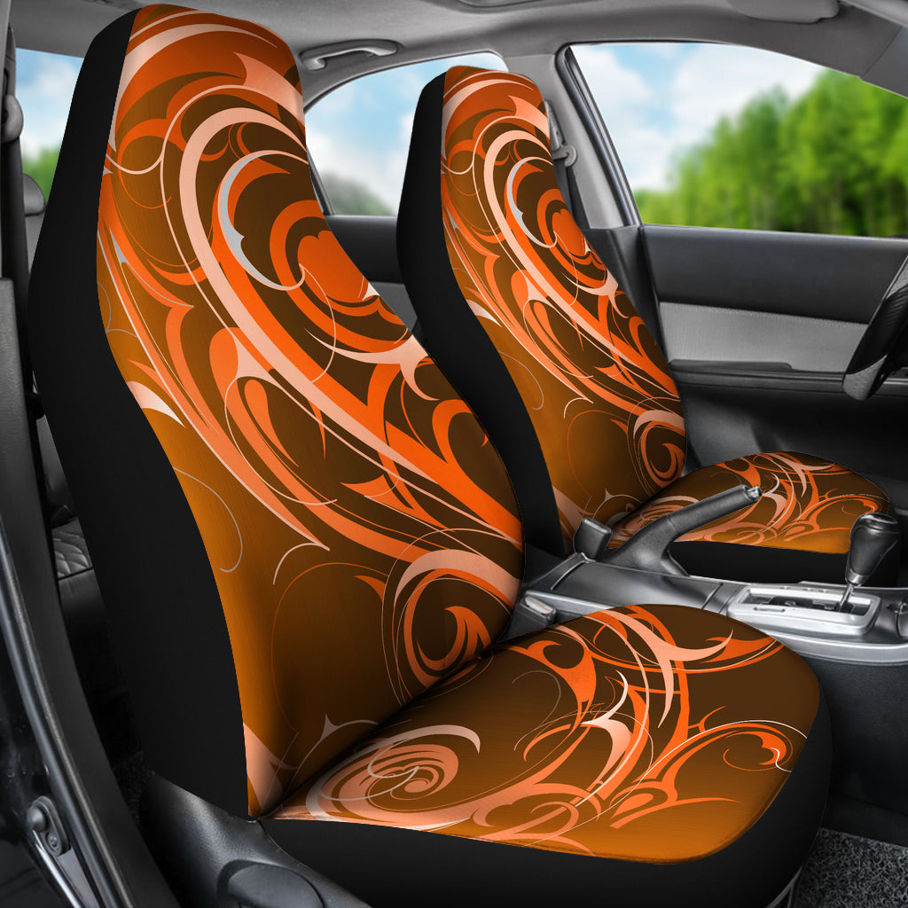 Orange Tribal Swirls Printed Car Seat Covers