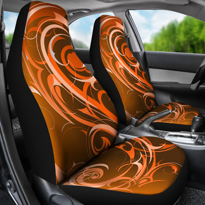 Orange Tribal Swirls Printed Car Seat Covers