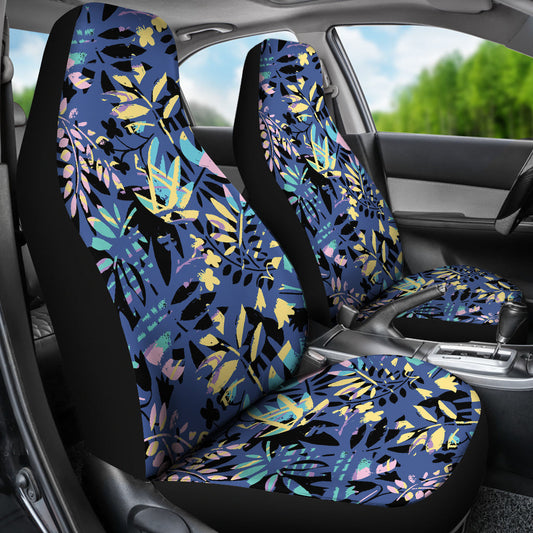 Blue Yellow Leaves Car Seat Covers