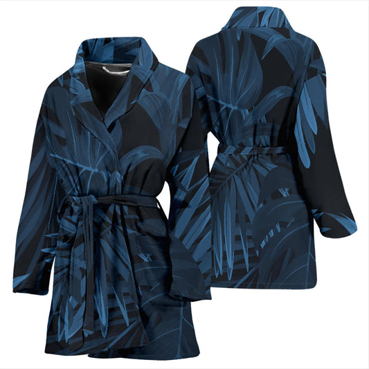 Womens Dark Leaves Bath Robe