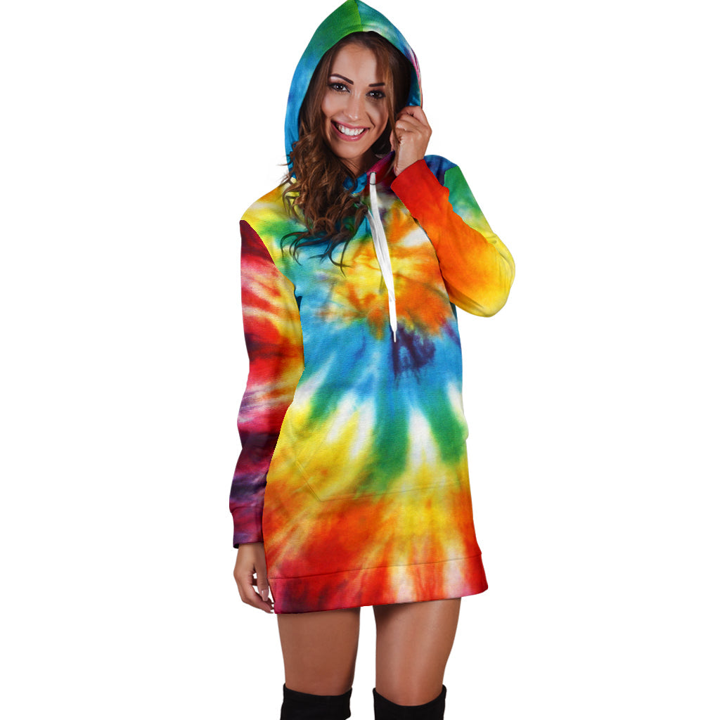 Colorful Tie Dye Abstract Art Womens Hoodie Dress
